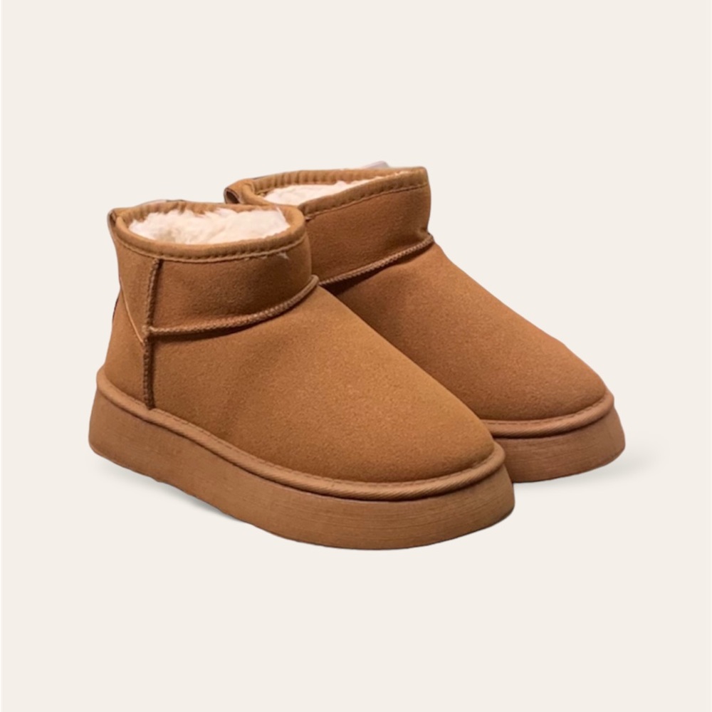 Women’s Ultra Mini Platform Faux Fur Lined Waterproof Boots in Chestnut, US 7 - Picture 2 of 12